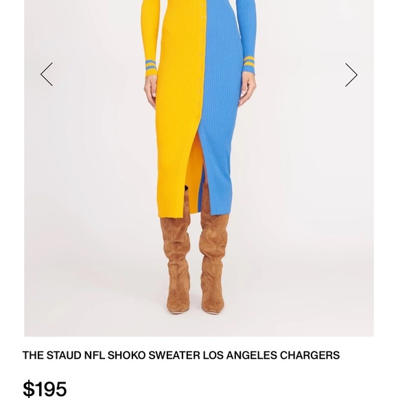 THE STAUD NFL SHOKO SWEATER DRESS LOS ANGELES CHARGERS Brand New with tags - Picture 6 of 6